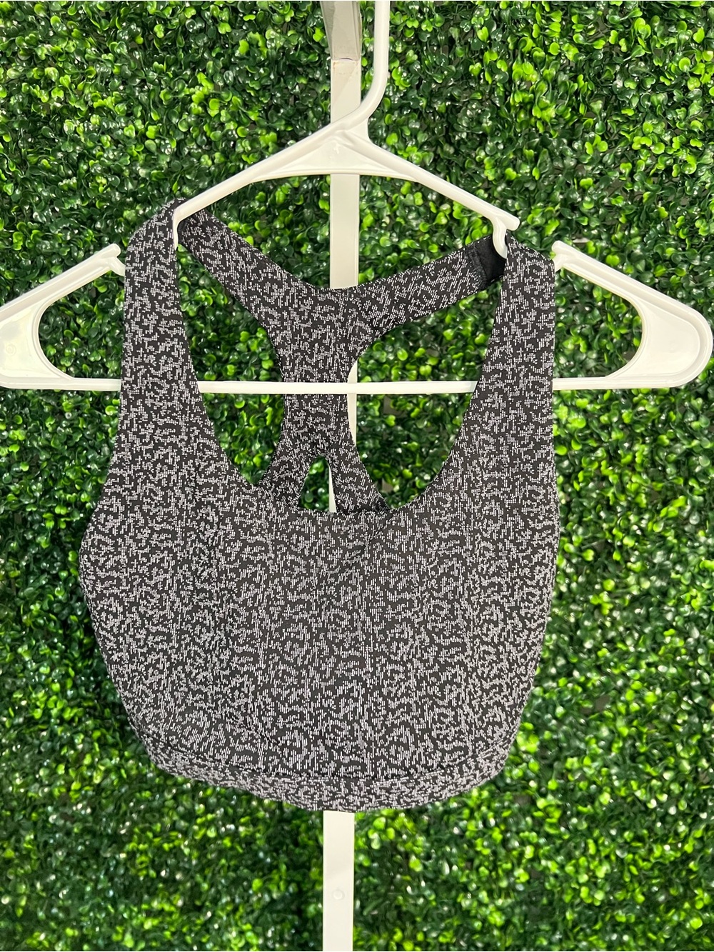 Athleta Black & White Patterned Racerback Sports Bra